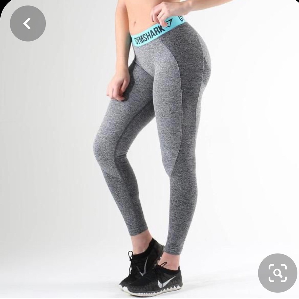 Gymshark Gray with Aqua waistband Flex Leggings